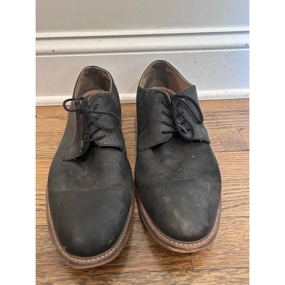 Aston Grey Grenasien Black Leather Oxford Mens 12 M Derby Dress Shoes Lace Up